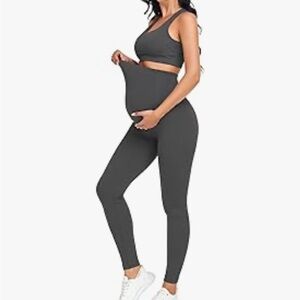 Gray maternity sports bra and leggings set size L